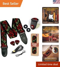 Floral Adjustable Guitar Strap for Electric  Acoustic   Comes with Bonus Picks