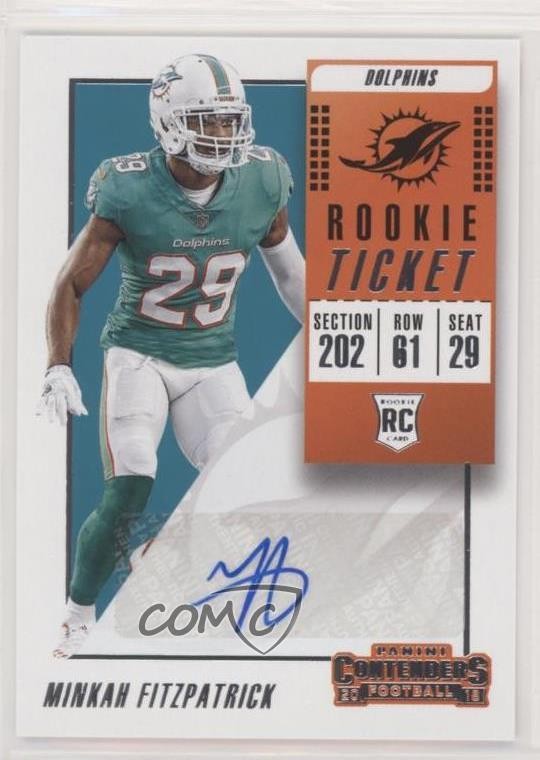 2018 Panini Contenders Ticket Minkah Fitzpatrick #147 Rookie Auto RC 7i2