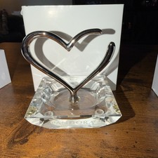 PANDORA CRYSTAL SILVER OPEN HEART CHARM RING HOLDER JEWELRY STAND ETCHED 3x3.5