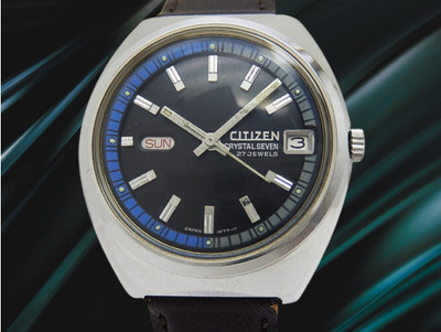 Citizen Crystal Seven 27J Ref.ACSS 2932-Y SS Black Dial Day Date Auto 35mm Men's
