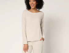 Barefoot Dreams CozyChic Ultra Lite Easy Mixed Lounge Top, Sz XL a453890