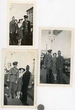 Lot of 3 Vintage WWII UNIFORM photos / Drunk MARINES Hit Town Flirting w/ Moms
