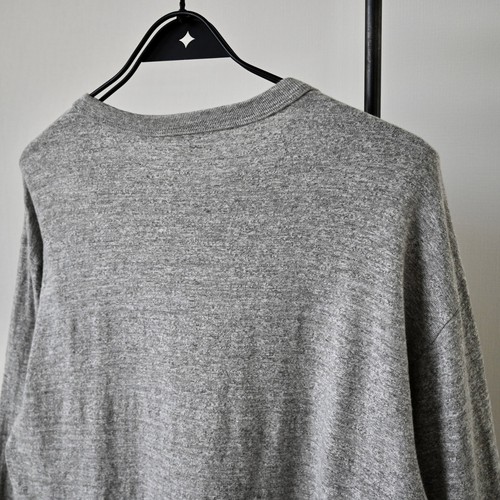 Camiseta Warehouse "borde sombra" cuello henley, gris jaspeado, hecha en Japón, XL - Imagen 3 de 14