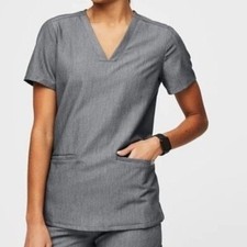 Figs Casma Gray  Graphite three pocket V Neck Scrub top S