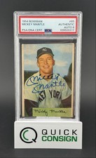 MICKEY MANTLE 1954 BOWMAN AUTOGRAPH BASEBALL YANKEES #65 AUTO PSA Q6995