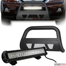 For 09-15 Pilot Matte Black Studded Mesh Bull Bar Guard120w Cree Led Fog Lights