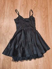 Mini Vestido Estilo Vintage Negro Lunares Retro Pinup Rockabilly Tul Enagua