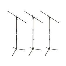 On Stage MS7701B Euro Boom Microphone Stand 3-Pack Black 