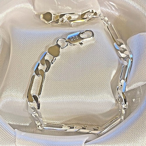 BRAND NEW IN BOXES 925 Silver Bracelets: Ball Chain Figaro Curb Rope Charm etc - Picture 20 of 33