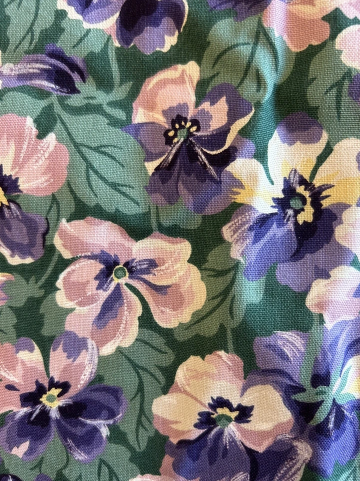 “Perfectly Pansy” Fabric BASSETT McNAB Vintage 1994 Printed Linen Blue 54x4Yds - Image 4 of 4