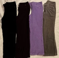 1990s VTG Dressbarn Gitano Fashion Bug Purple Gray Corduroy Pants LOT Size 10