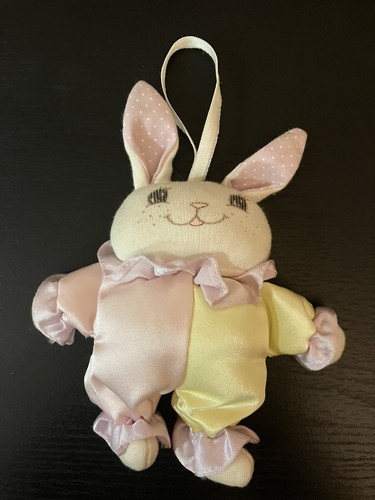 (2) Russ Berrie Clown Bunny Stuffed Rabbit Easter Ornaments - Picture 4 of 9