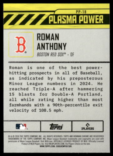 2024 Bowman Draft ROMAN ANTHONY PLASMA POWER #PP-18 BOSTON RED SOX - Bild 2 von 2