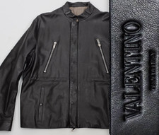 Valentino 52 US 42 jacket leather mens biker motorcycle black