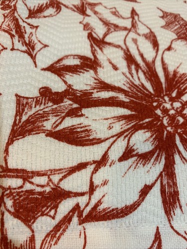 2 RALPH LAUREN Christmas KITCHEN TOWEL SET poinsettia RED 100% COTTON 4PC - Picture 5 of 7