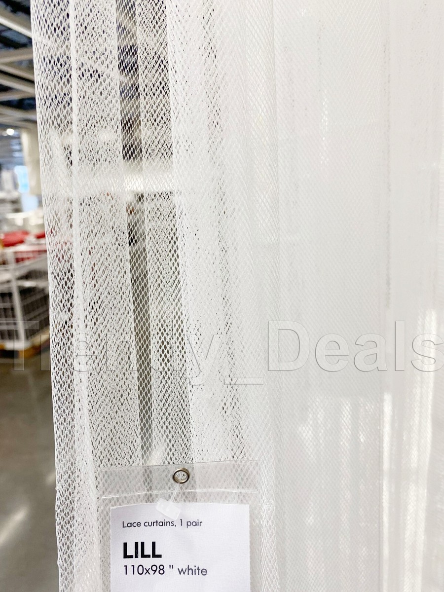 Ikea LILL Sheer Mesh White Canopy Drapes Curtains Panels (1 Pair