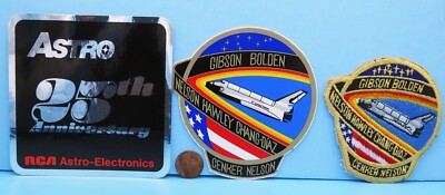 Space Shuttle COLUMBIA STS-61C Lot of 3 vtg NASA Gibson ASTRO RCA Employee
