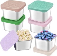 Stainless Steel Kids Snack Containers, Leak Proof 6oz,6pk 
