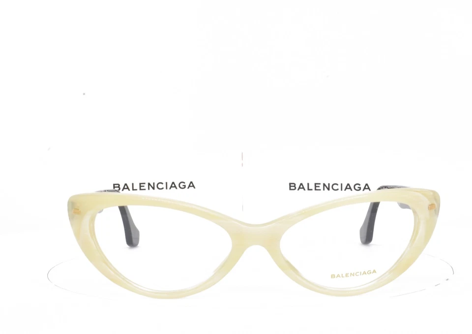 BALENCIAGA Eyeglasses Ivory black Cat Eye New Authentic 5013 060 54-16-140 - Image 2 of 4