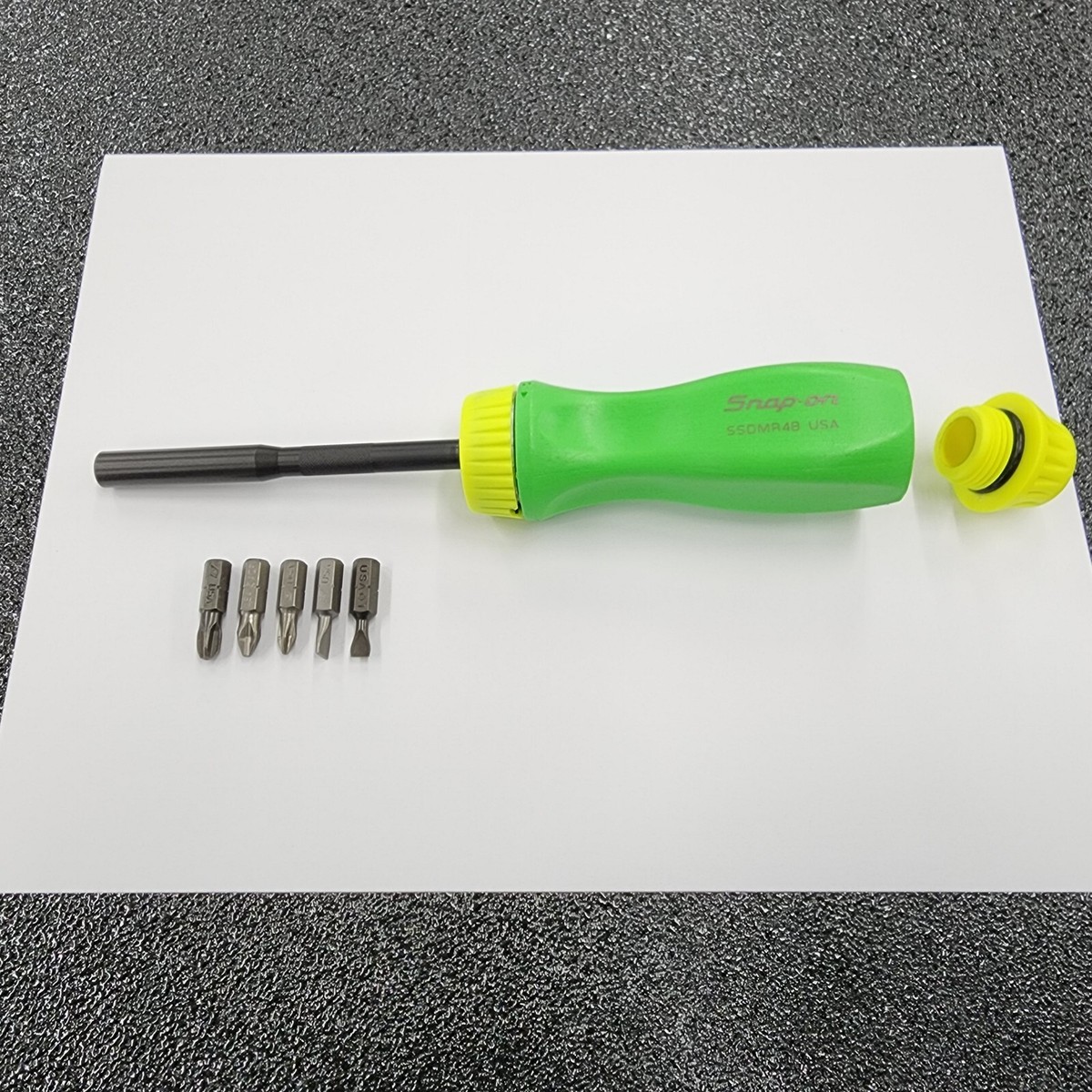 Snap-on Tools USA GREEN & HIGH-VIZ YELLOW Ratcheting Screwdriver w