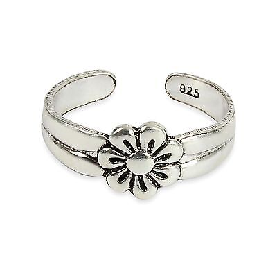 925 Sterling Silver ~   Daisies ~  Floral ~ Adjustable ~ Toe Ring 