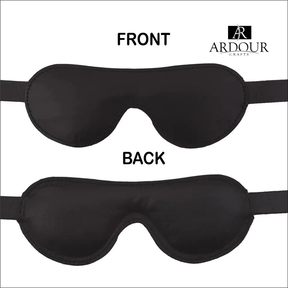 Blindfold for Couples Real Leather Role Play Eye Mask with Adjustable Strap - Image 4 of 4