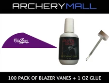 100 Pack of Blazer Vanes with a Death Grip Fletching Glue - PURPLE