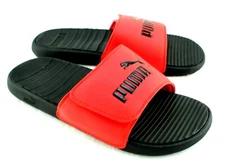 PUMA Cool Cat Size 11 High Risk Red /Black Logo Adjustable Men's Slide Sandals