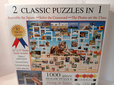 SUNSOUT INC Crossword Jigsaw 2 in 1 Combo: Going on Safari 1000 pc Jigsaw Puzzle