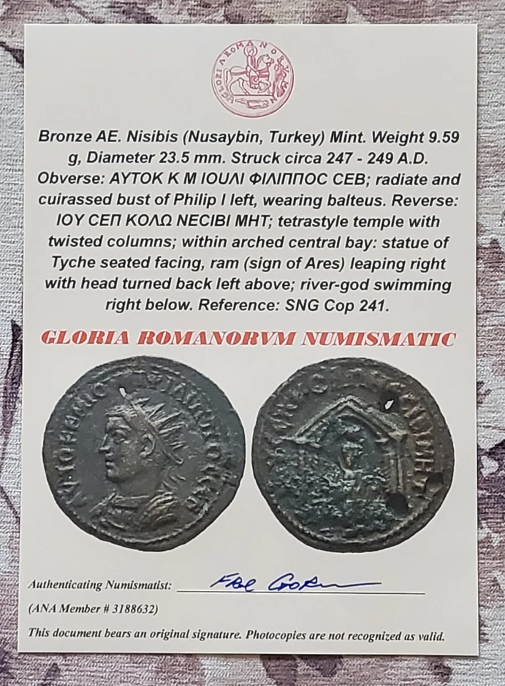 Collar colgante de plata maciza 925 moneda auténtica del emperador romano Felipe el árabe Foto 2 de 4