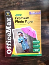 Office Max Premium Photo Paper Glossy 65 Sheets 8.5 x 11 Factory Sealed OM96084