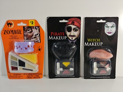 Halloween Party Costume Makeup Set Includes Zombie Pirate & Witch Brand New