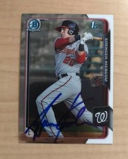 SPENCER KIEBOOM WASHINGTON NATIONALS AUTOGRAPHED 2015 BOWMAN CARD #BCP217 W/COA