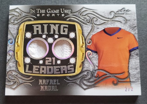 SUPER RARE 2022 Leaf In the Game Rafael Nadal Tennis Ring 21 Leaders Relic 2/2 !