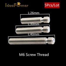 5Pcs RepRap MK V5 M6 26/30/40mm Throat With/No PTFE Tube for 1.75/3mm filament