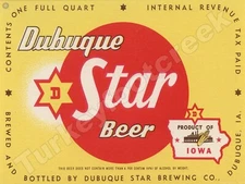 Dubuque Star Beer Label Iowa 9" x 12" Metal Sign