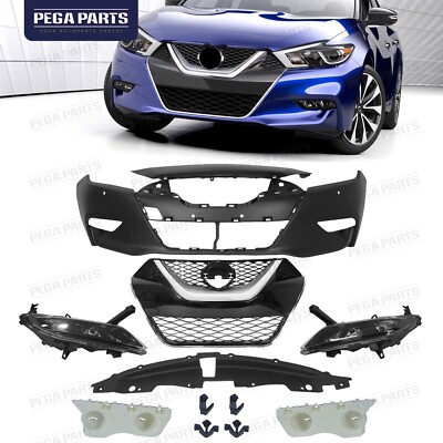 Bumper w/Park Sensor Hole Grille Fog Light Assembly For 2016-2018 Nissan Maxima