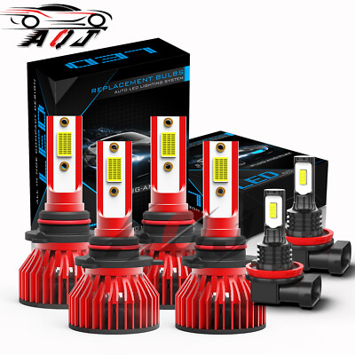 For Mitsubishi Lancer 2008-2017 6x 6K LED Headlight Hi/Lo+Fog Light Bulbs Kit A+