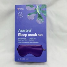 Asutra Weighted Silk Sleep Eye Pillow And Cooling Gel Eye Mask Lavender Flax Set