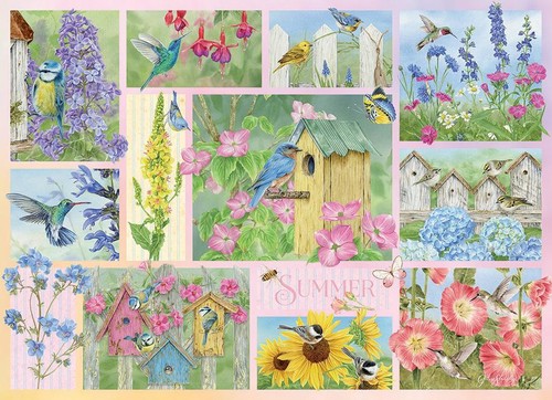 Cobble Hill Garden Birds in Summer 500 Piece Jigsaw Puzzle By Jane Shasky