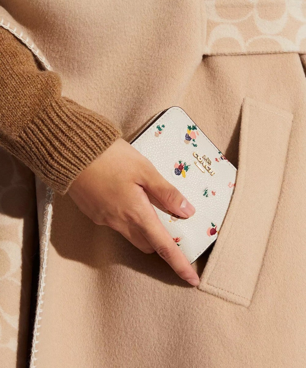 Coach Women's Polished Pebble Leather Billfold Wallet With Floral