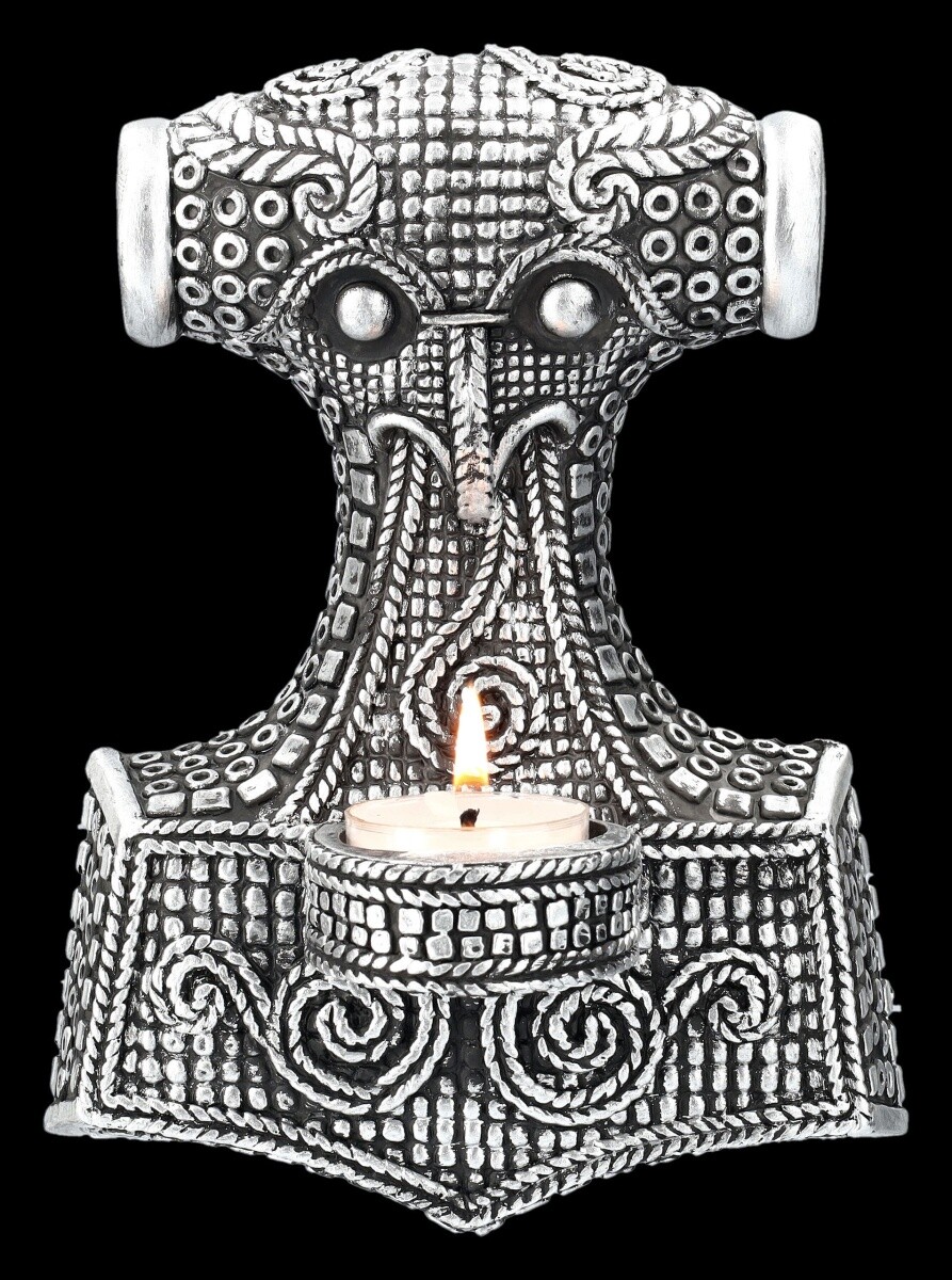 Wall Tea Light Holder - Viking Thor's Hammer - Fantasy Decorations 19.5Cm