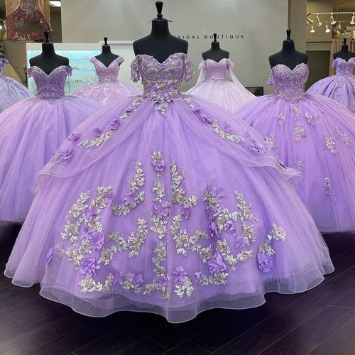 Light Purple Lace Quinceanera Dresses 