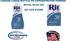 ROYAL BLUE 29 RIT Fabric DYE choose Liquid Bottle or Powder Concentrate TIE DYE 
