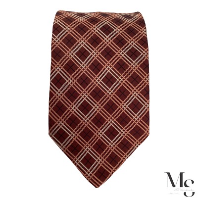 BURBERRY LONDON Brown PLaids & Cheks Silk Tie Made In Italy W:3.75