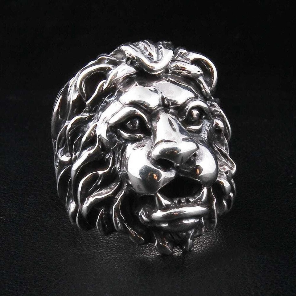 Anello leone da uomo in argento sterling - Immagine 3 di 4