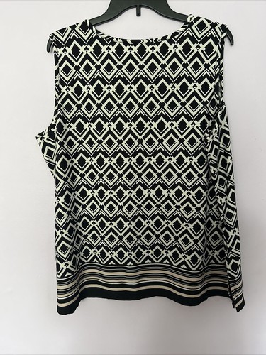 JONES STUDIO Women Stretch Comfy Polyester Tank Top Black White 2X - Picture 6 of 8