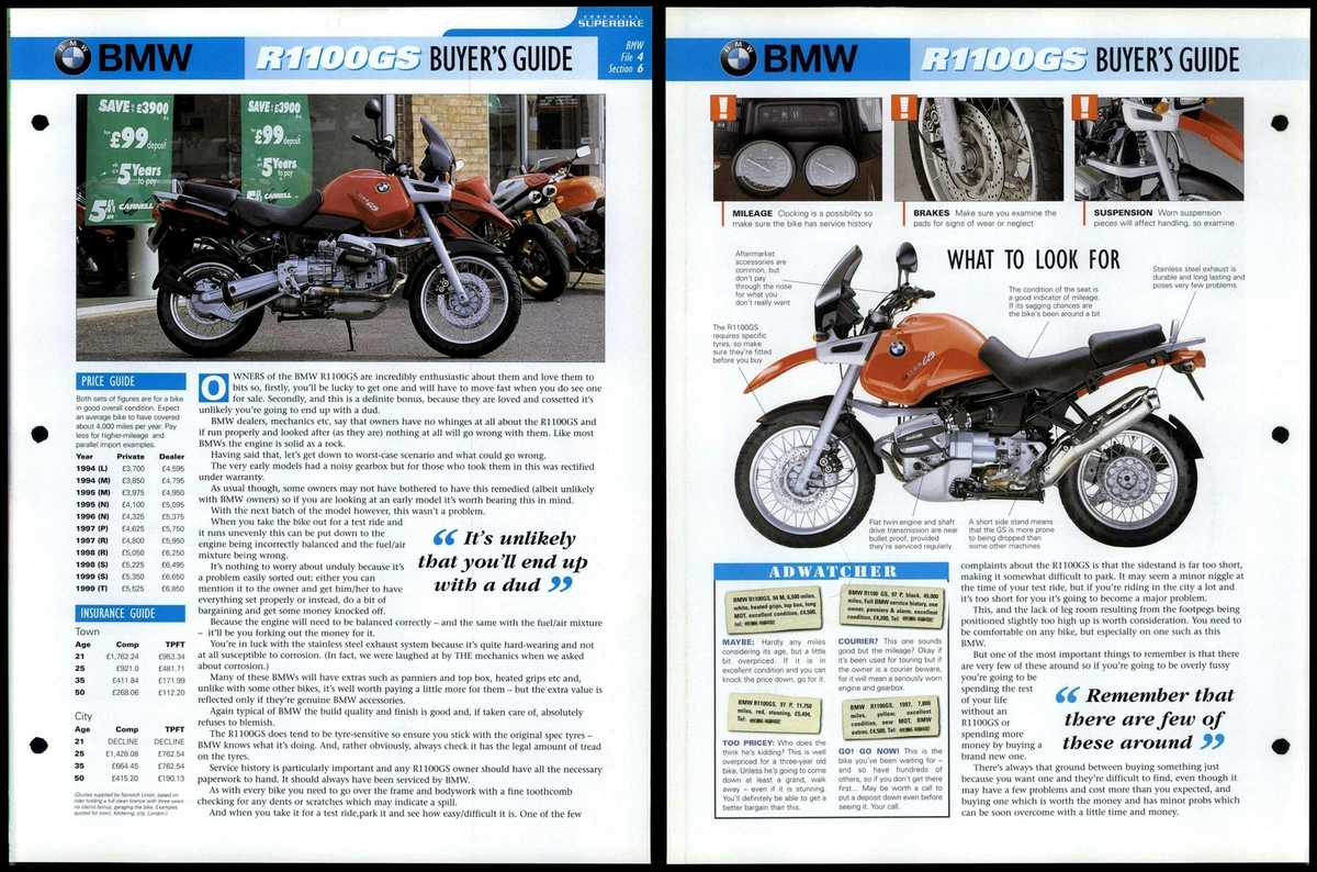 BMW R1100GS Buyers Guide Essential Superbike Data File Page eBay