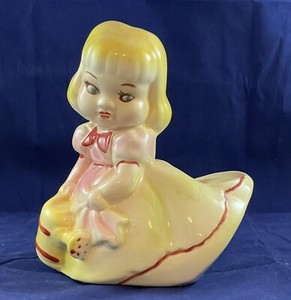 Vintage Ceramic Planter GARDENER FLOWER GIRL 40s - 50s