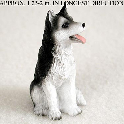 #ad Husky Mini Hand Painted Figurine Black White Brown Eyed $12.99